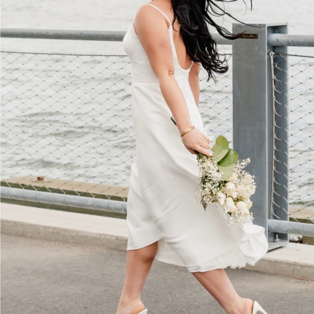 Jenny Yoo Callista White Bridal Midi Dress